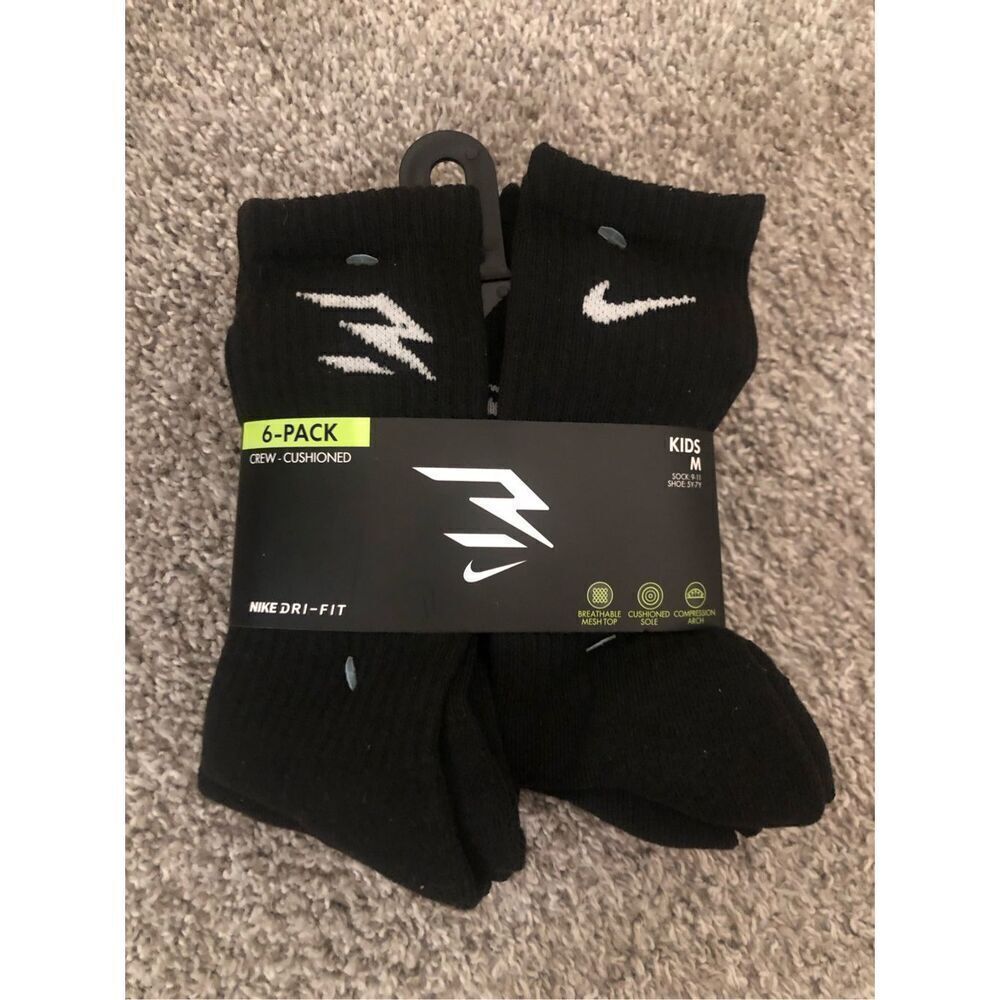 Nike x 3Brand Crew Socks 6 Pack Kids Size Medium shoe size 9-11